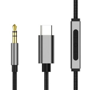 TA131-R1 USB-C / Type-C Male to 3.5mm AUX Male Earphone Adapter Cable with Wire Control, Cable Length: 1.2m (Grey) (OEM)