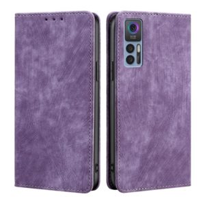 For TCL 30 5G/30+ 5G RFID Anti-theft Brush Magnetic Leather Phone Case(Purple) (OEM)