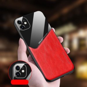 For iPhone 12 Pro Max All-inclusive Leather + Organic Glass Phone Case with Metal Iron Sheet(Red) (OEM)