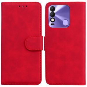 For Tecno Spark 8 / 8T Skin Feel Pure Color Flip Leather Phone Case(Red) (OEM)