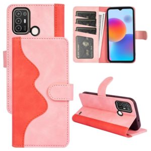 For ZTE Blade A52 Stitching Horizontal Flip Leather Phone Case(Pink Red) (OEM)