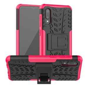 For Samsung Galaxy A02(EU Version) Tire Texture Shockproof TPU+PC Protective Case with Holder(Pink) (OEM)
