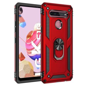 For LG K51S Shockproof TPU + PC Protective Case with 360 Degree Rotating Holder(Red) (OEM)