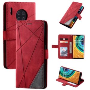 For Huawei Mate 30 Pro Skin Feel Splicing Horizontal Flip Leather Case with Holder & Card Slots & Wallet & Photo Frame(Red) (OEM)