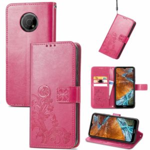 For Nokia G300 Four-leaf Clasp Embossed Buckle Leather Phone Case(Magenta) (OEM)