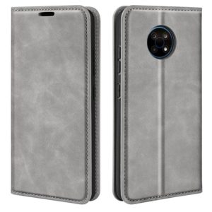 For Nokia G50 Retro-skin Business Magnetic Suction Phone Leather Case with Holder & Card Slots & Wallet(Grey) (OEM)
