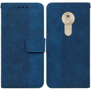 For Motorola Moto G7 Play EU Version Geometric Embossed Leather Phone Case(Blue) (OEM)