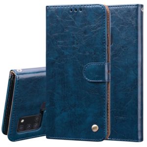 For Huawei P Smart 2020 Business Style Oil Wax Texture Horizontal Flip Leather Case with Holder & Card Slots & Wallet(Blue) (OEM)