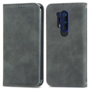 Retro Skin Feel Business Magnetic Horizontal Flip Leather Case With Holder & Card Slots & Wallet & Photo Frame For OnePlus 8 Pro(Grey) (OEM)