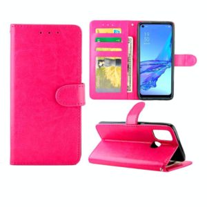 For OPPO A53 Crazy Horse Texture Leather Horizontal Flip Protective Case with Holder & Card Slots & Wallet & Photo Frame(Magenta) (OEM)
