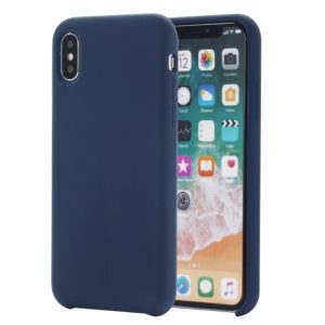 For iPhone XS Max Four Corners Full Coverage Liquid Silicone Protective Case Back Cover (Dark Blue) (OEM)
