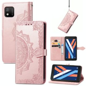 For Wiko Y52 Mandala Flower Embossed Flip Leather Phone Case(Rose Gold) (OEM)