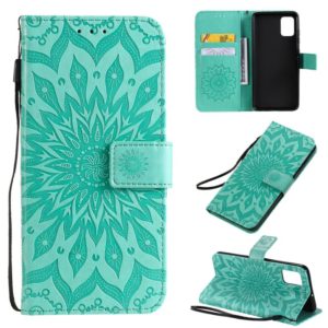 For Galaxy A51 Sun Print Horizontal Flip Protective Case with Holder & Card Slots & Wallet(Green) (OEM)