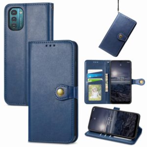 For Nokia G21 Retro Solid Color Buckle Leather Phone Case(Blue) (OEM)
