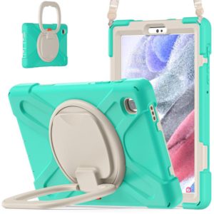 For Samsung Galaxy Tab A7 Lite T220 / T225 Silicone + PC Protective Case with Holder & Shoulder Strap(Mint Green) (OEM)