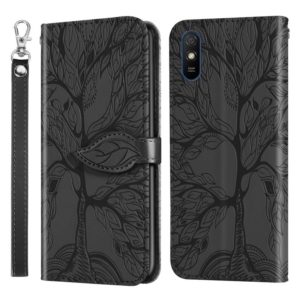 For Xiaomi Redmi 9A Life of Tree Embossing Pattern Horizontal Flip Leather Case with Holder & Card Slot & Wallet & Photo Frame & Lanyard(Black) (OEM)