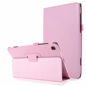 For Samsung Galaxy Tab A7 10.4 (2020) T500 Litchi Texture Horizontal Flip Solid Color Leather Case with Holder(Pink) (OEM)