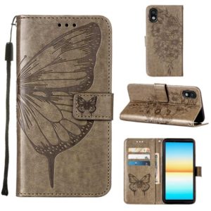 For Sony Xperia ACE III Embossed Butterfly Leather Phone Case(Grey) (OEM)