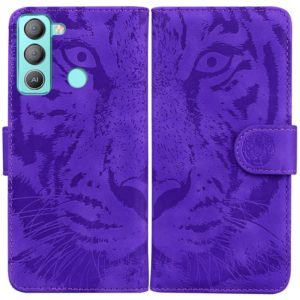 For Tecno Pop 5 LTE BD4 Tiger Embossing Pattern Horizontal Flip Leather Phone Case(Purple) (OEM)