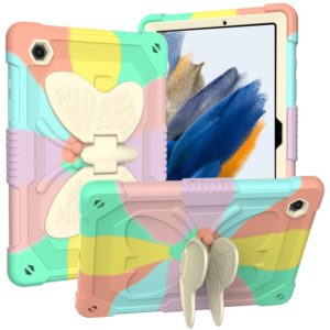 For Samsung Galaxy Tab A8 10.5 2021 Beige PC + Silicone Holder Tablet Case(Colorful Rose Gold) (OEM)