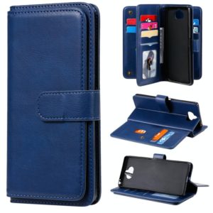 For Sony Xpeira 8 Multifunctional Magnetic Copper Buckle Horizontal Flip Solid Color Leather Case with 10 Card Slots & Wallet & Holder & Photo Frame(Navy Blue) (OEM)