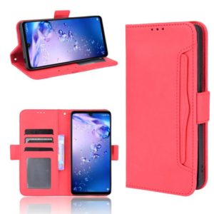 For Sharp Aquos Zero6 Skin Feel Calf Pattern Horizontal Flip Leather Case with Holder & Card Slots & Photo Frame(Red) (OEM)