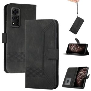 For Honor V40 5G Cubic Skin Feel Flip Leather Phone Case(Black) (OEM)