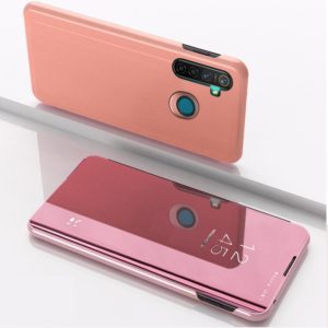 For OPPO Realme 5 Pro Plated Mirror Horizontal Flip Leather with Stand Mobile Phone Holster(Rose Gold) (OEM)