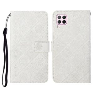 For Huawei P40 lite / nova 6 SE Ethnic Style Embossed Pattern Horizontal Flip Leather Case with Holder & Card Slots & Wallet & Lanyard(White) (OEM)