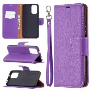 For Xiaomi Redmi Note 10 4G Litchi Texture Pure Color Horizontal Flip Leather Case with Holder & Card Slots & Wallet & Lanyard(Purple) (OEM)