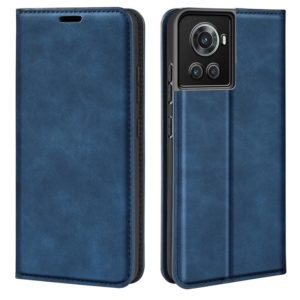 For OnePlus Ace / 10R Retro-skin Magnetic Suction Leather Phone Case(Dark Blue) (OEM)