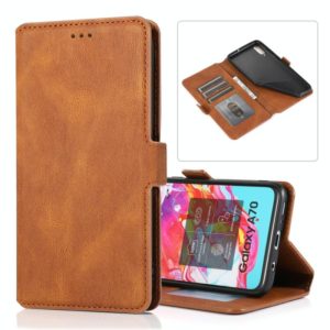 For Samsung Galaxy A70 Retro Magnetic Closing Clasp Horizontal Flip Leather Case with Holder & Card Slots & Photo Frame & Wallet(Brown) (OEM)
