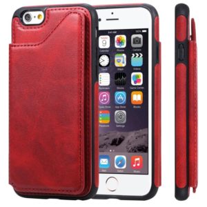 For iPhone 6 Shockproof Calf Texture Protective Case with Holder & Card Slots & Frame(Red) (OEM)