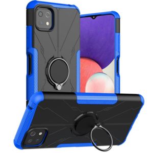 For Samsung Galaxy A22 5G Armor Bear Shockproof PC + TPU Protective Case with Ring Holder(Blue) (OEM)