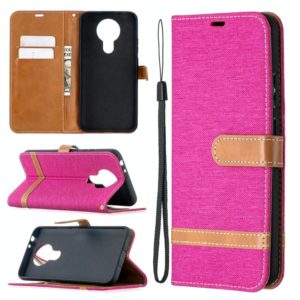 For Nokia 3.4 Color Matching Denim Texture Leather Case with Holder & Card Slots & Wallet & Lanyard(Rose Red) (OEM)