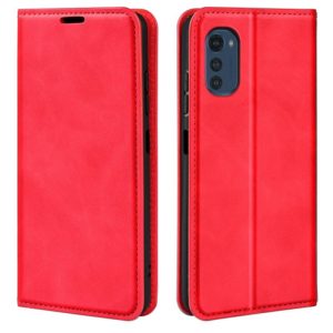 For Motorola Moto E32 4G Retro-skin Magnetic Suction Leather Phone Case(Red) (OEM)