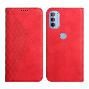 For Motorola Moto G51 5G Diamond Splicing Skin Feel Magnetic Leather Phone Case(Red) (OEM)