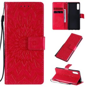 For Sony Xperia L4 Embossed Sunflower Pattern Horizontal Flip PU Leather Case with Holder & Card Slots & Wallet & Lanyard(Red) (OEM)