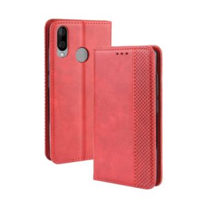 Magnetic Buckle Retro Crazy Horse Texture Horizontal Flip Leather Case for Wiko VIEW 3 LITE , with Holder & Card Slots & Photo Frame(Red) (OEM)