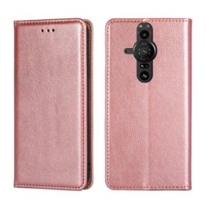 For Sony Xperia Pro-I Gloss Oil Solid Color Magnetic Leather Phone Case(Rose Gold) (OEM)