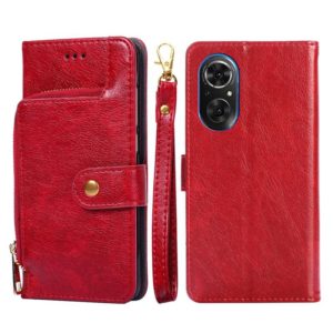 For Honor 50 SE Zipper Bag PU + TPU Horizontal Flip Leather Phone Case(Red) (OEM)