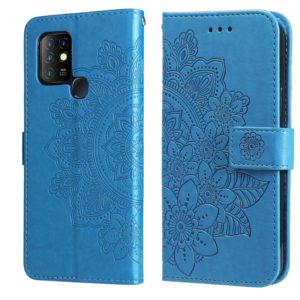 For Infinix Hot 10 7-petal Flowers Embossing Pattern Horizontal Flip PU Leather Case with Holder & Card Slots & Wallet & Photo Frame(Blue) (OEM)