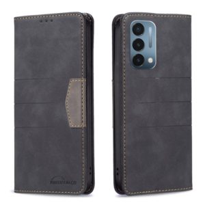 For OnePlus Nord N200 5G Magnetic Splicing Leather Phone Case(Black) (OEM)