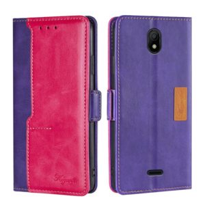For Nokia C100 Contrast Color Side Buckle Leather Phone Case(Purple+Rose Red) (OEM)