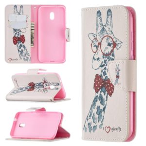 For Nokia C1 Plus Colored Drawing Pattern Horizontal Flip Leather Case with Holder & Card Slots & Wallet(Giraffe) (OEM)