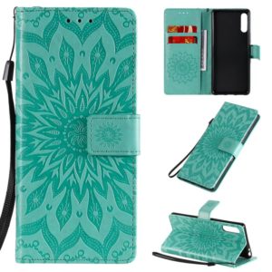 For Sony Xperia L4 Embossed Sunflower Pattern Horizontal Flip PU Leather Case with Holder & Card Slots & Wallet & Lanyard(Green) (OEM)