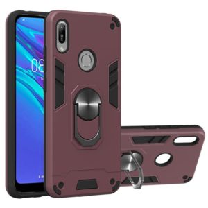 For Huawei Honor 8A / Y6 (2019) 2 in 1 Armour Series PC + TPU Protective Case with Ring Holder(Wine Red) (OEM)