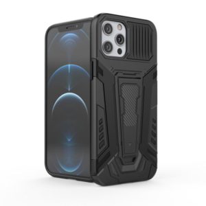 For iPhone 12 / 12 Pro War Chariot Series Armor All-inclusive Shockproof PC + TPU Protective Case with Invisible Holder(Black) (OEM)