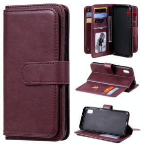 For Samsung Galaxy A10e Multifunctional Magnetic Copper Buckle Horizontal Flip Solid Color Leather Case with 10 Card Slots & Wallet & Holder & Photo Frame(Wine Red) (OEM)