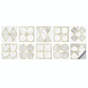 Geometric Pattern Staircase Wall Tile Sticker Kitchen Stove Water And Oil Proof Stickers, Specification: M: 15x15cm(HT-014 Light Gold) (OEM)